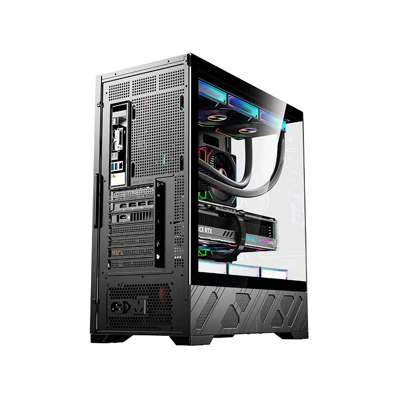 WJCOOLMAN QIANXI ATX 게이밍 컴퓨터 케이스(5.5인치 LCD 화면 지원, 360 수냉식 및 ATX 마더보드 지원)