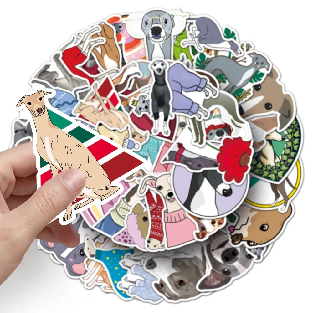 10/50pcs Cute British Pet Dog Sticker Greyhound Stickers Vinyl Decal for Luggage Laptop Phone Scrapbook Sticker Kids Toy