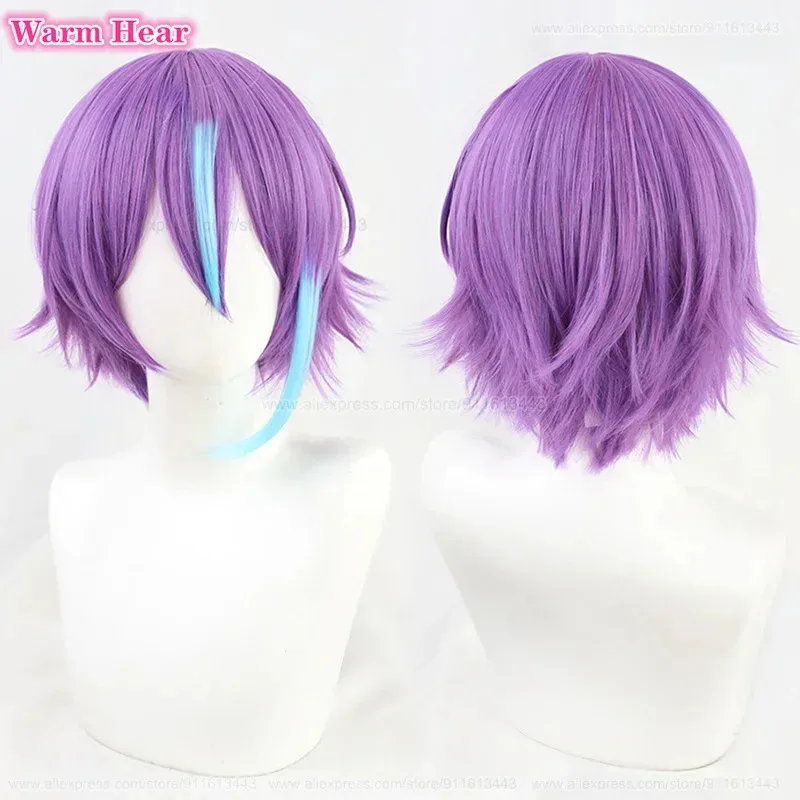 2 Gaya Kamishiro Rui Sintetis Pendek 35Cm Campuran Warna Cosplay Anime Tahan Panas Rambut Wig Pesta Halloween