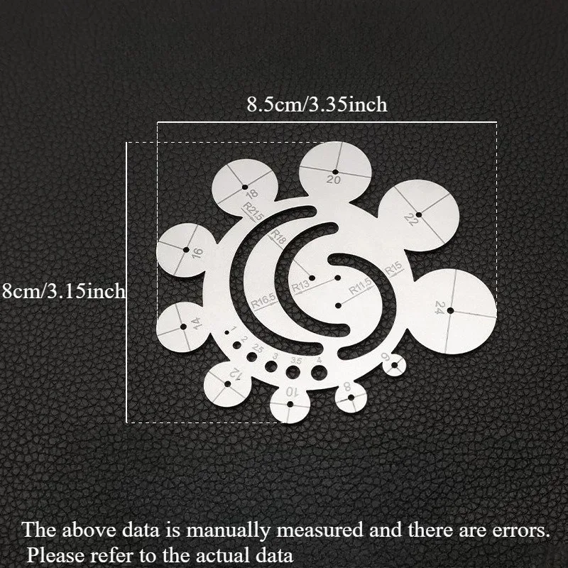 8-24mm Round Corner Arc Finder Tool,Center Locator Ruler for Woodworking,11-in-1 Multi-Function Circle Template Radius Gauge