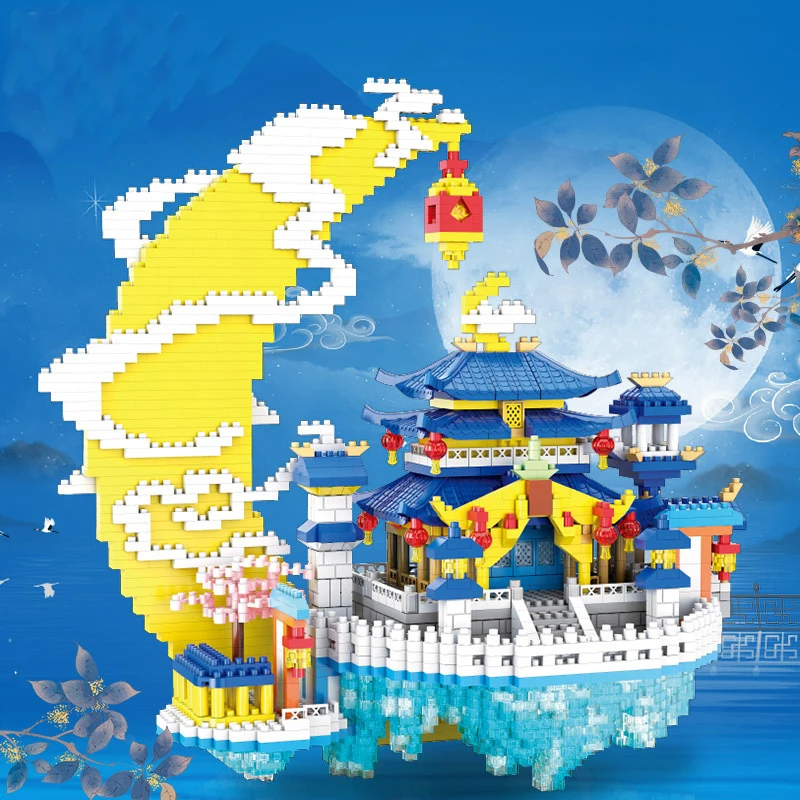 1852-Piece Guanghan Palace Adult Building Blocks High Difficulty Construction Series Assembly Educational Toy Ancient Architecture Moon Romantic