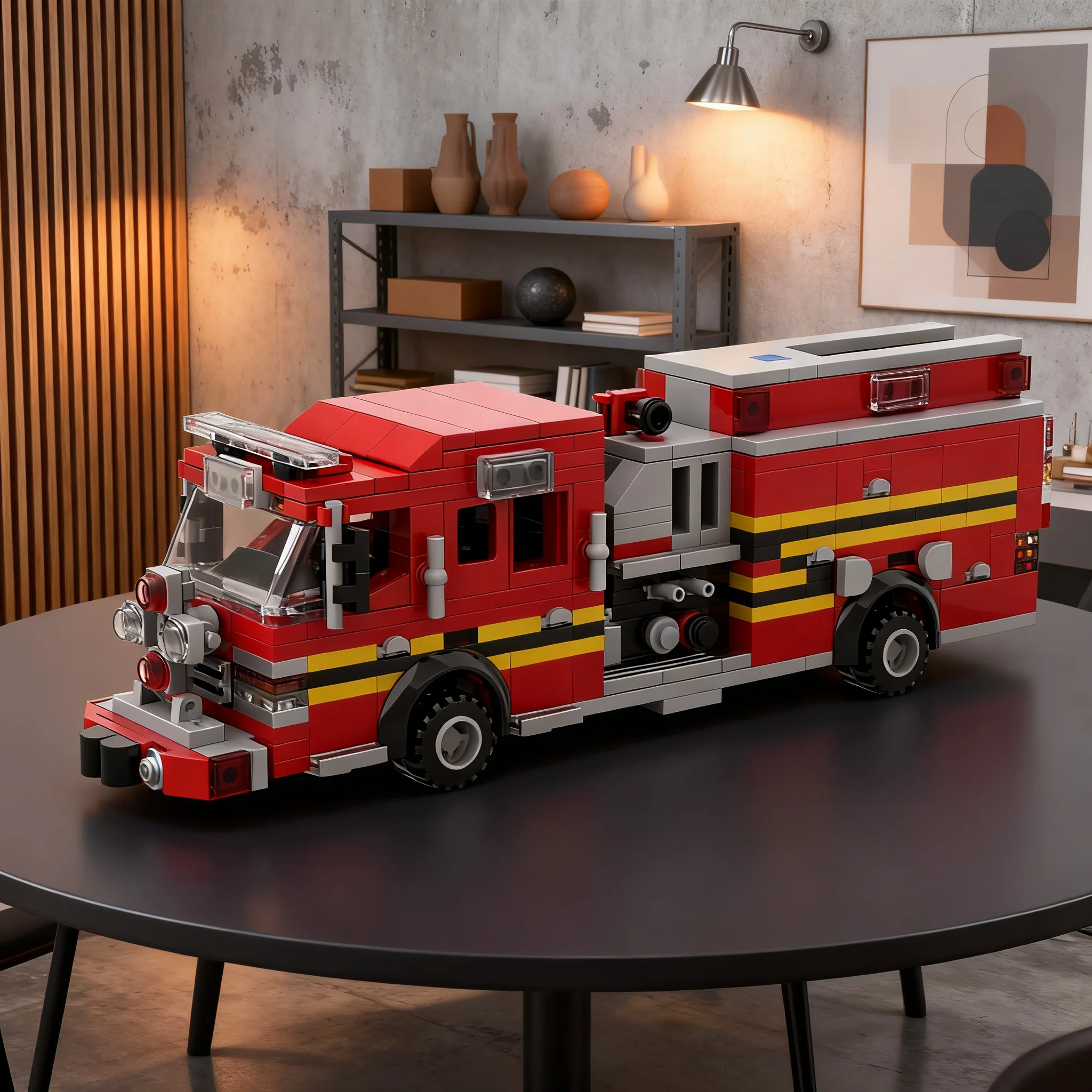 450pcs MOC Fire Truck BRFD Engine City Fire Model Building Blocks Toy Construction Christmas Gift Birthday Education Collection