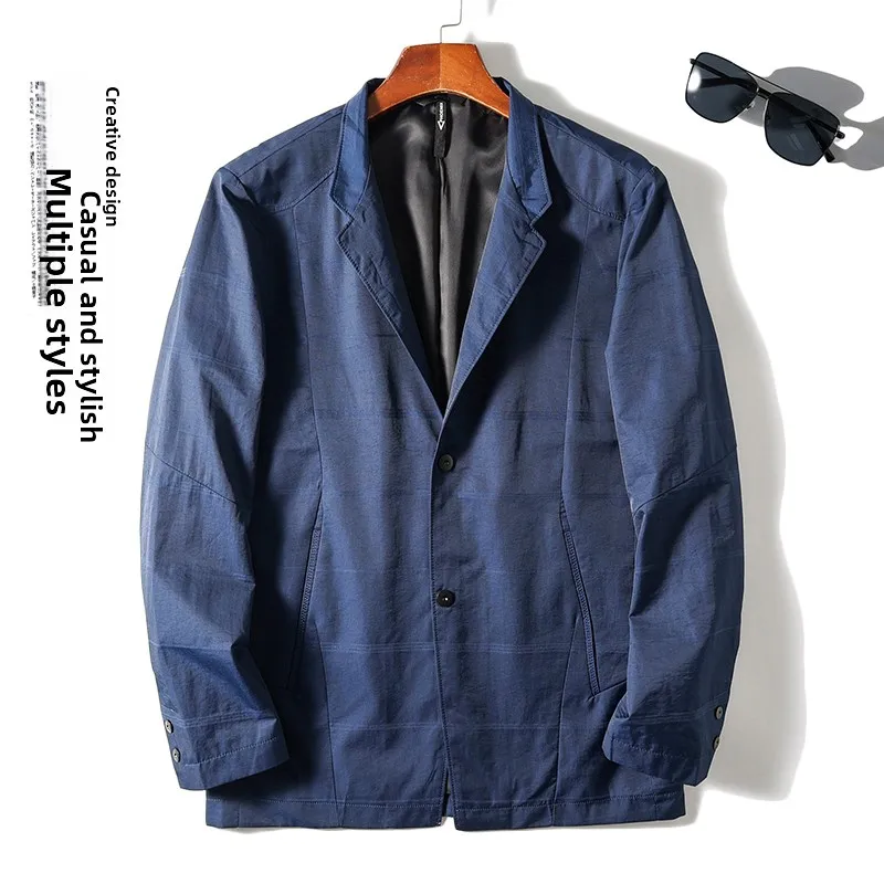 

Мужской деловой повседневный пиджак из высококачественной ткани: комфортный, приятный к телу, новая весенняя коллекция, модный городской стиль, с длинным рукавом