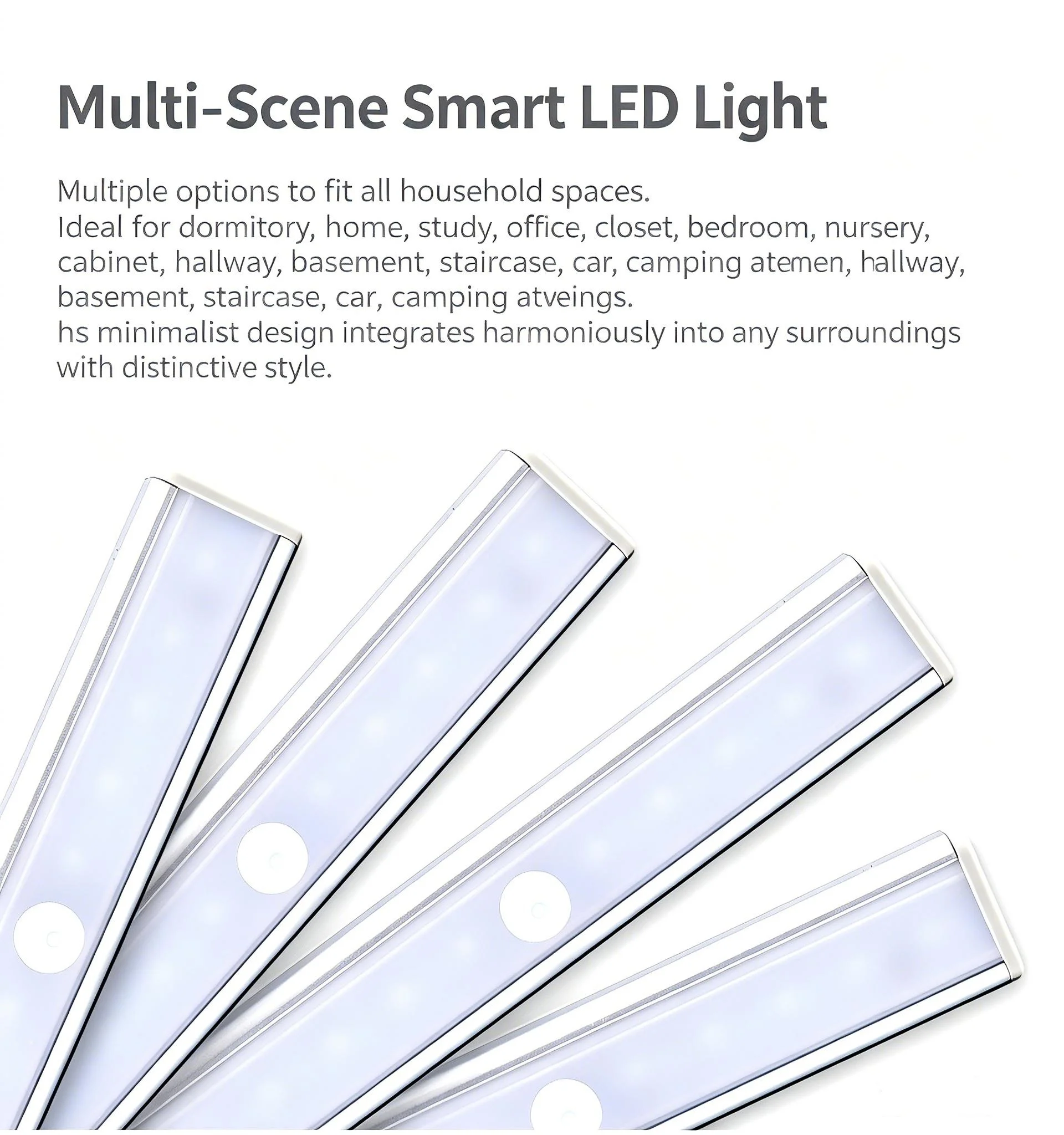 Drill-Free Magnetic Sensor Night Light USB Rechargeable for Closet Hallway Bedroom Automatic Induction Installation