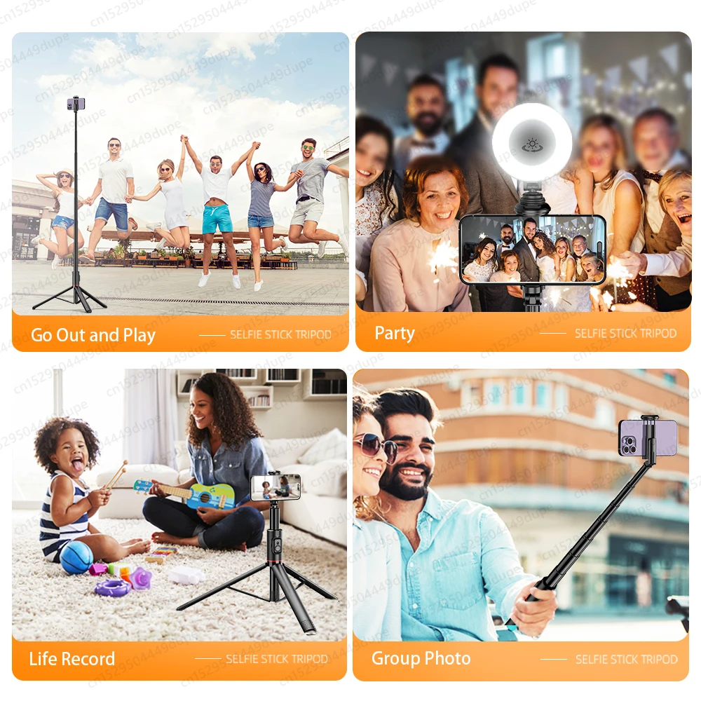 1830mm Wireless Selfie Stick Tripod, Foldable Stand with Optional Light for Smartphones Balance Steady Shooting Live Brackets