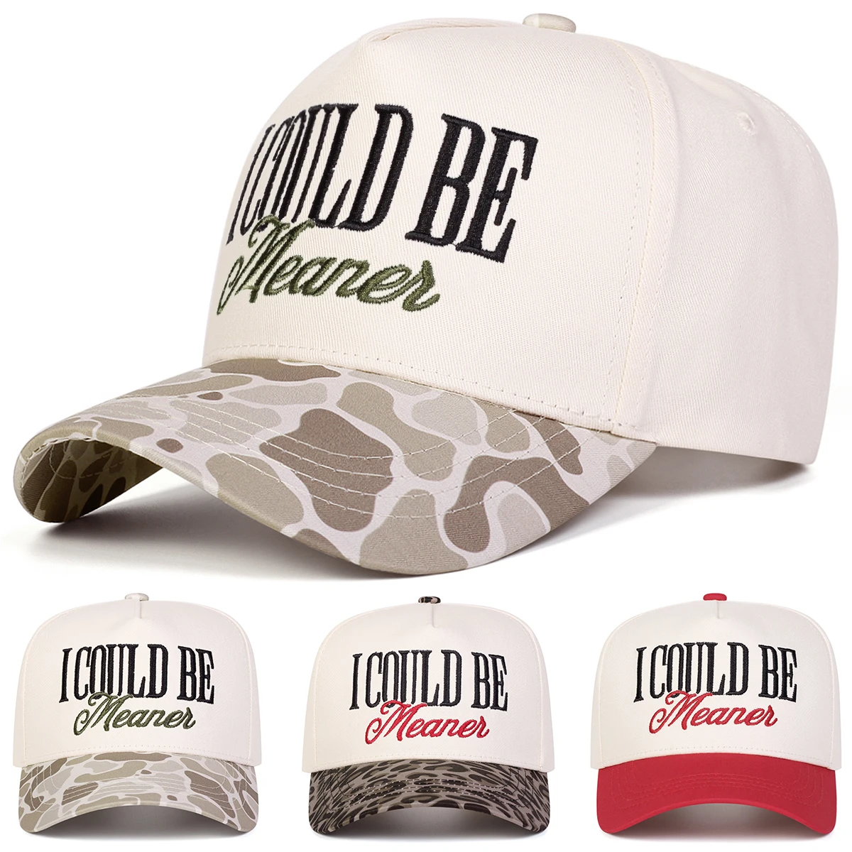 Casquettes de baseball brodées unisexes « I COULD BE MEANER », ajustables, pour le printemps et l'automne, chapeaux décontractés d'extérieur, chapeau de protection solaire, casquette de sport
