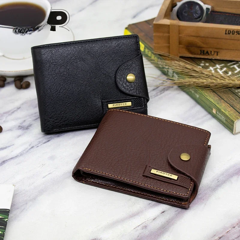 

Men's Retro Slim Wallet - PU Leather Compact Card Holder with Coin Pocket, Vintage Multi-Slot Travel Organizer Gift for Him