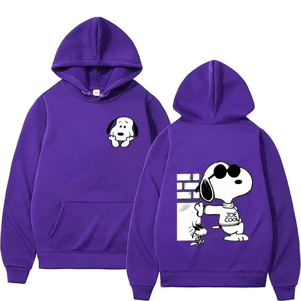 2024 New Snoopy Cartoon Anime Women Pullover Tops Spring Autumn Men Sweatshirt Black Couple Hoodie Clothes