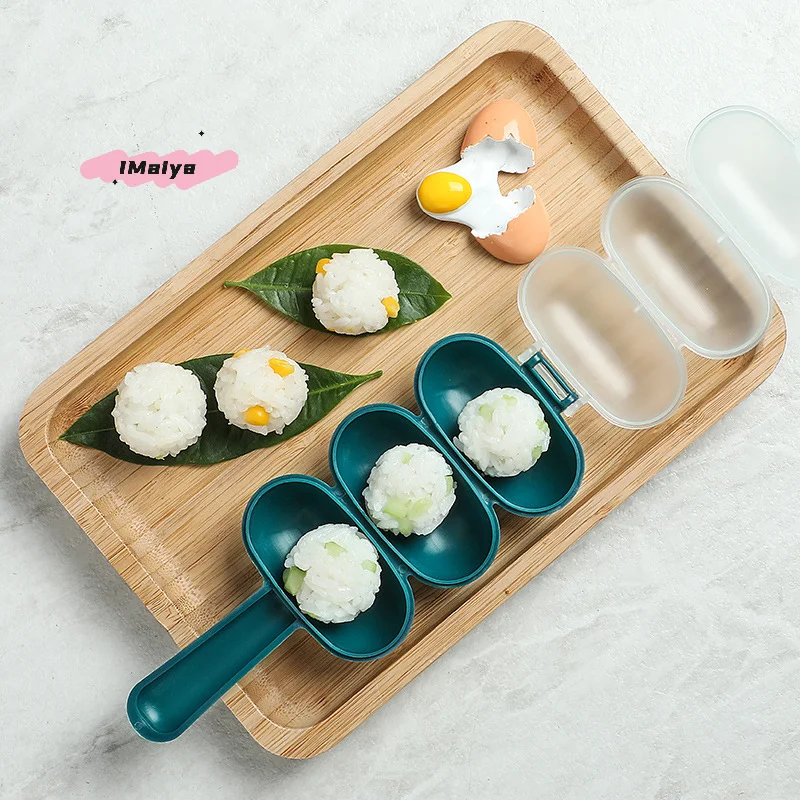 M-Rice Baller Ball Shaped DIY Sushi Tool Onigiri Mold 3-Cavity Onigiri Mold Shake Molds DIY Sushi Tool for Children Home Kitchen