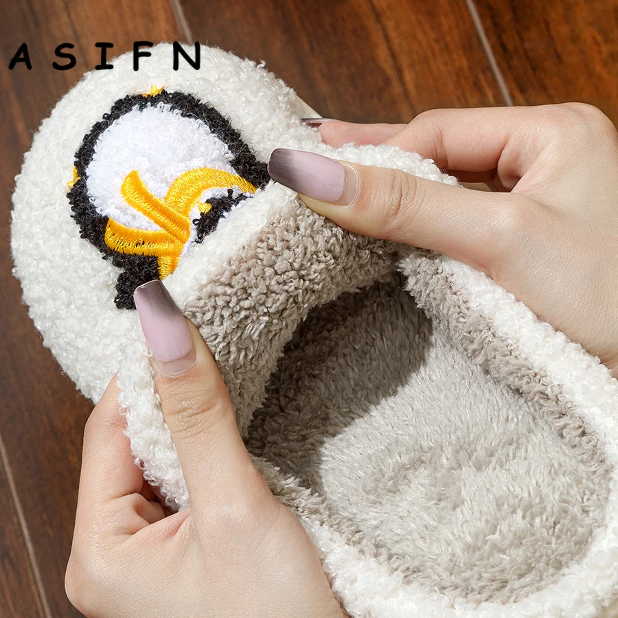 Winter Penguin Christmas Home Women\'s Slippers Cotton Cute Soft Comfortable Flat Slip-on Merry Christmas Bedroom Shoes for Gift