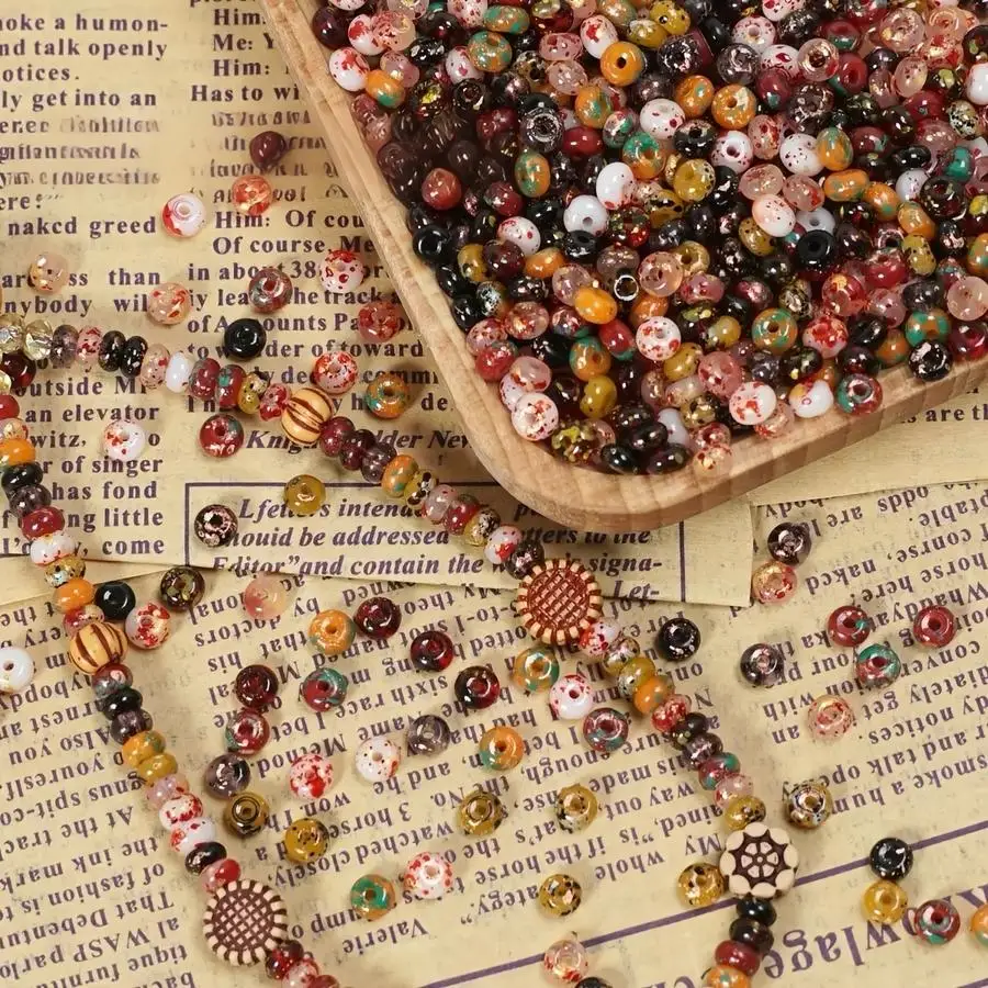 1/5/10/20/50/100pcs 4Mm Picasso Abacus Beads Retro Glass Rice Beads Straight Hole Loose Beads Necklace Bracelet Phone Chain Ear