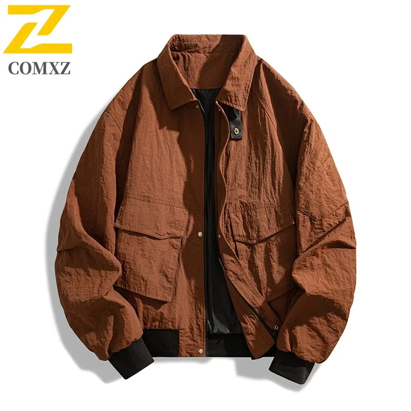 COMXZ Mens Jacket New Camping Waterproof Windproof Coat Leisure Solid Color Outdoor Mountaineering Hiking Autumn Garment