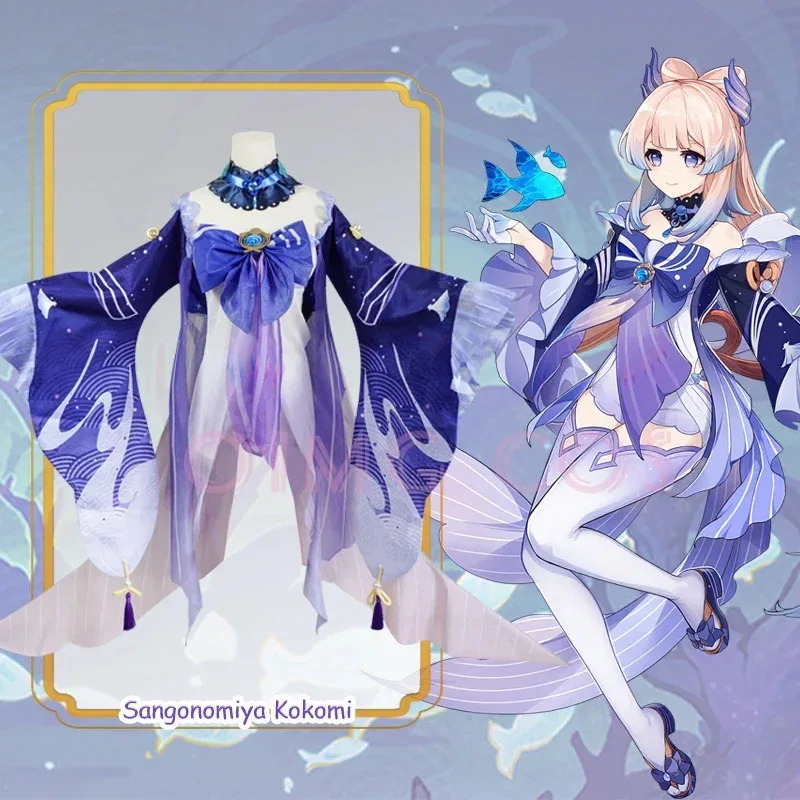 

2025 New Sangonomiya Kokomi Cosplay Costume Genshin Impact Uniform Wig Anime Chinese Style Halloween Costumes Game ❤ ❤ $zz