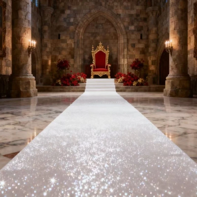 Allée de mariage étincelante blanche élégante, décorations de cérémonie romantique pour mariages, Saint-Valentin, Noël et Thanksgiving