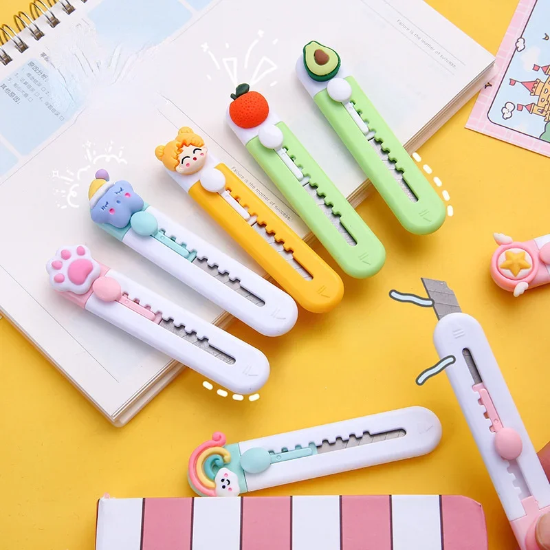 Kawaii Fruits&Animals Alloy Mini Portalble Utility Knife Cutter Letter Envelope Opener Mail Knife School Office Supplies