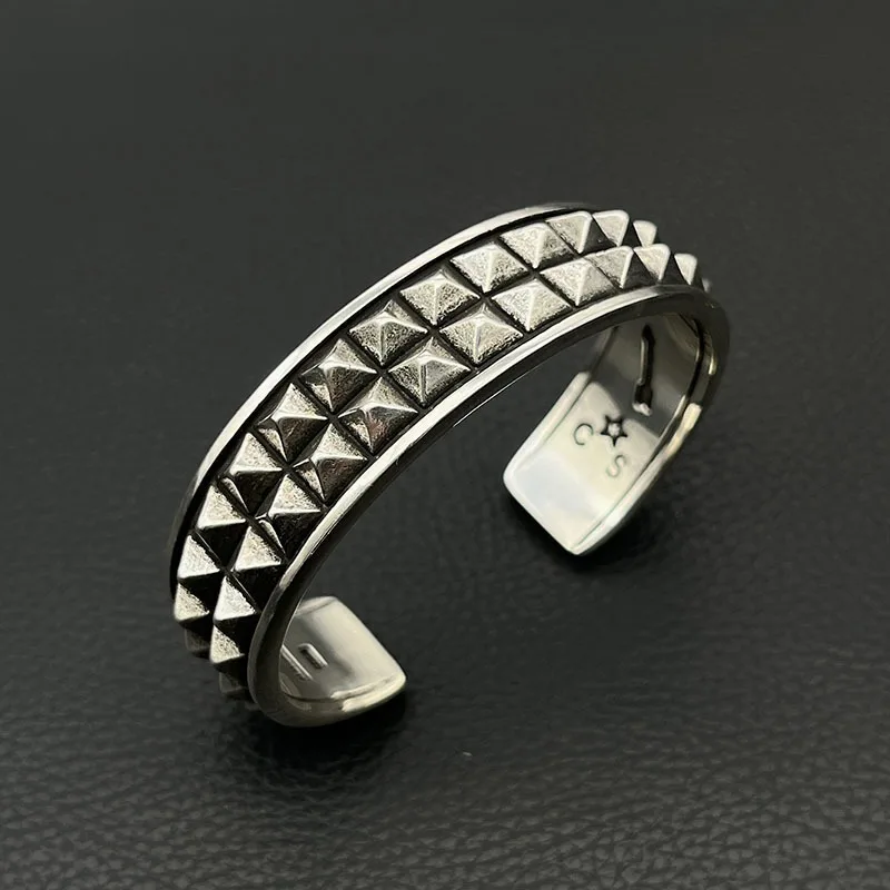Retro and Old Double-layer Rivet Bracelet Style Men's Domineering Bracelet Trendy Brand Classic