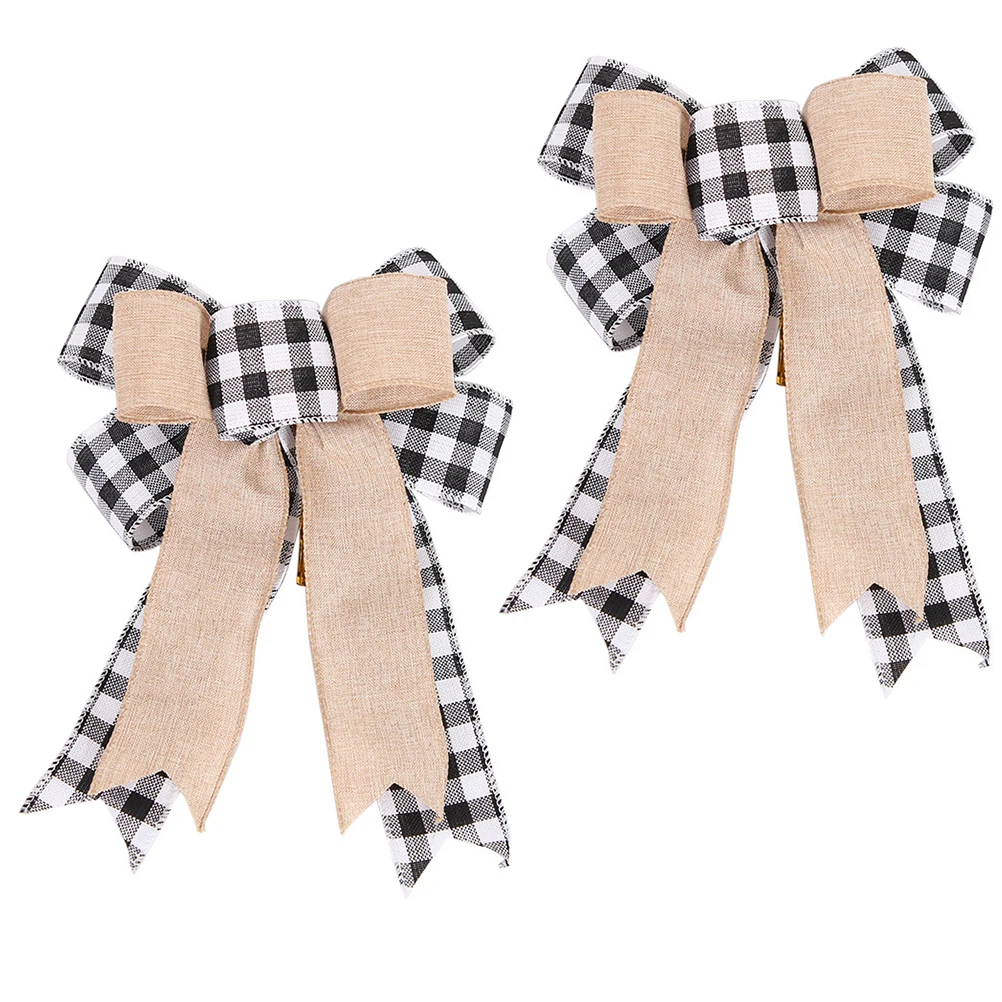 

2 Pcs Decorate Bow Decoration Christmas Ornament Hanging Polyester Pull Ribbon Bows Gift
