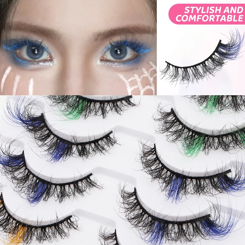 DINGSEN 10 pairs Colored Lashes dd Curl Wholesale Eyelashes Natural Eyelash Extensions cilios Volume Colorful Strip Lashes