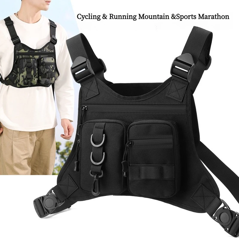 C Chest Bags Outdoor Chest Bag For Men and Women, Tactical Vest For Running, Cycling, EDC Chest Pack Rig For Sports and Workouts
