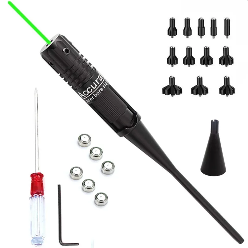 

Green Red Laser Bore Sight with 12Adpaters fits from .177 .22 to .78 Caliber Laser Boresighter Collimator