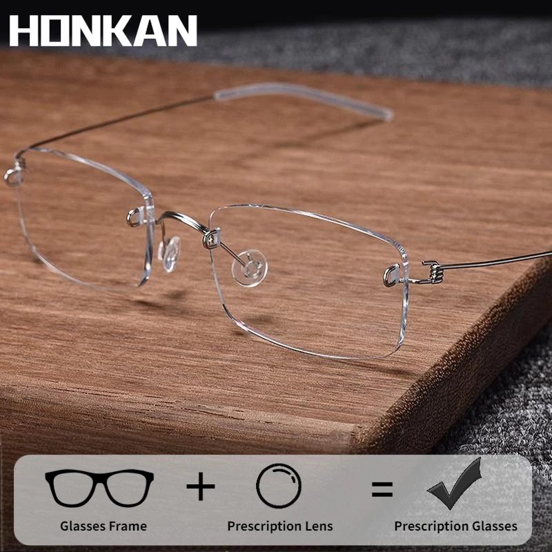 

Ultralight 4g Pure Tiatanium Square Rimless Glasses Frame Men Reading Glasses Women Brand Designer Prescription Eyeglasses