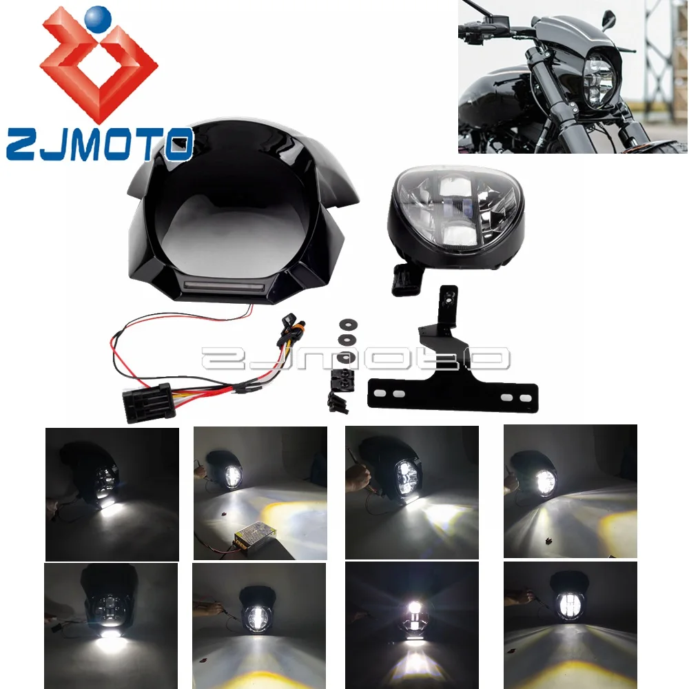 

For Harley Softail Breakout 114 FXBR FXBRS 2018-2022 Motorcycle Accessories DRL Hi/Lo Beam LED Headlamp +Headlight Fairing Cover