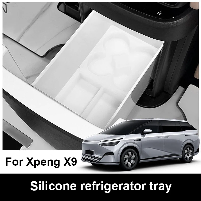 

Автомобильный коврик для хранения аксессуаров Xpeng X9 2023 2024 2025 H93, лоток для холодильника, силиконовый коврик, коробка для хранения, рестайлинг, интерьер