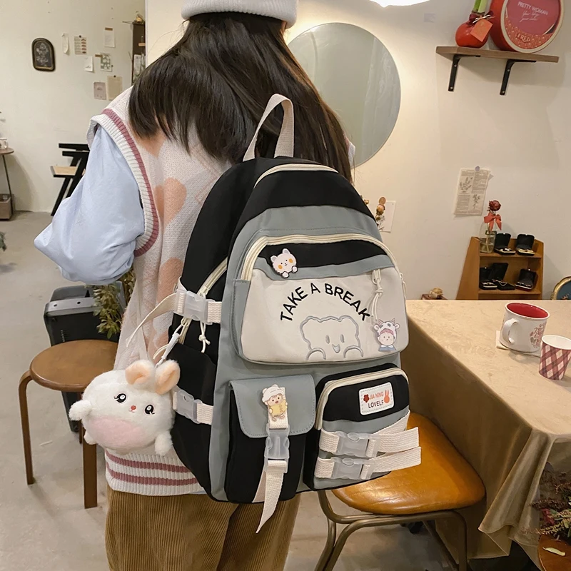 Imagem -05 - Mochila de Algodão Feminina para Adolescentes Bolsa Escolar de Viagem e Lazer para Meninas Moda ka Bolsa de Ombro para Estudantes 2023