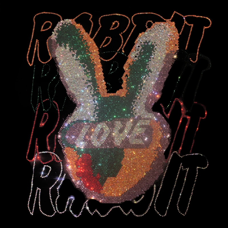 High-quality DIY iron diamond cartoon rabbit pattern ironing T-shirt, denim and sweatshirt clothing accessories