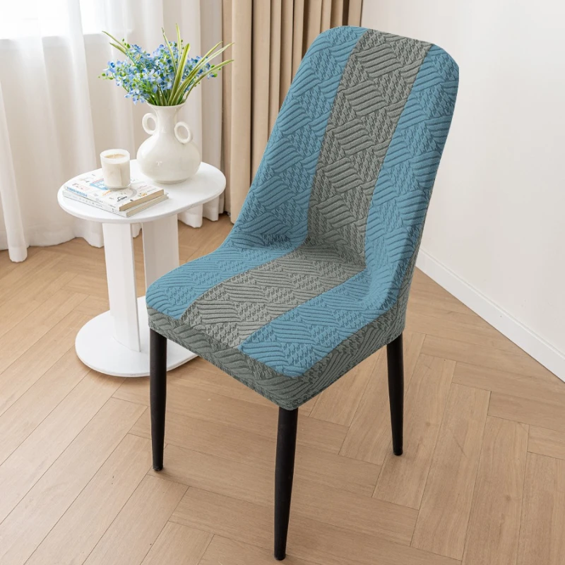 Curved Chair Cover Two-Tone Color Pattern Comfortable Breathable Durable Seat Cover Home Restaurant Trending Style Chair Cover