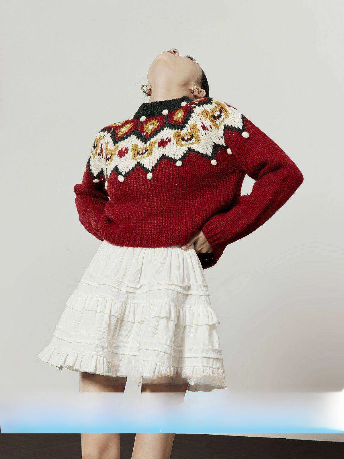 

Red Cisas Aosphere Loose Women's Sweater Commute Sle Long Sve round Ne Warm Thermal Knitted Top for Autumn Winter
