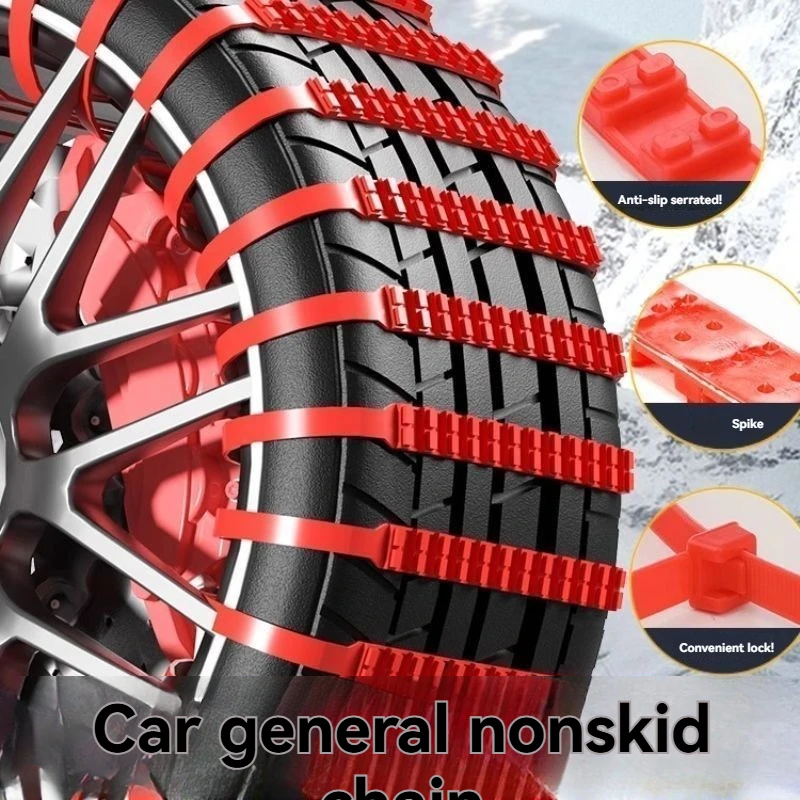 Universal Winter Snow Tires Anti-Slip Chains Cable Ties for Cars Sedans SUVs Off-Road Vehicles Emergency Preparedness
