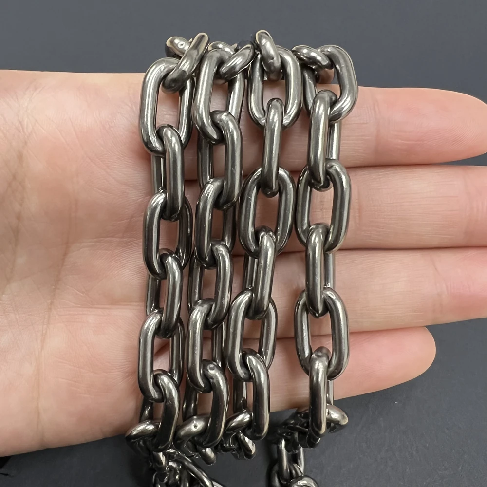 1-2 Meter 9.5MM Pure Titanium Chains for DIY Necklace Bracelet Multi-purpose Lifting Chain Industry Weld Pet Traction Rope Chain