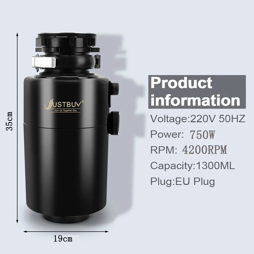 750W dissipatore di rifiuti alimentari tritatutto Mixer frullatore cucina smaltimento dei rifiuti materiale smerigliatrice in acciaio inossidabile