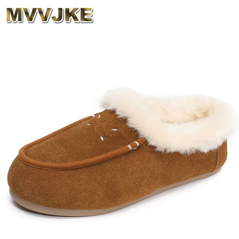 

0.6cm Cow Genuine Leather Comfy Flats Shoes Winter Plush Spring Slipper Loafer Women Platform Wedge Soft Autumn Slip On