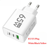 Total 65W GaN Charger USB PD Type C Fast Charging Muti 3 Ports Mobile Phone Adapter For iPhone 15 Pro Max Samsung Xiaomi Huawei