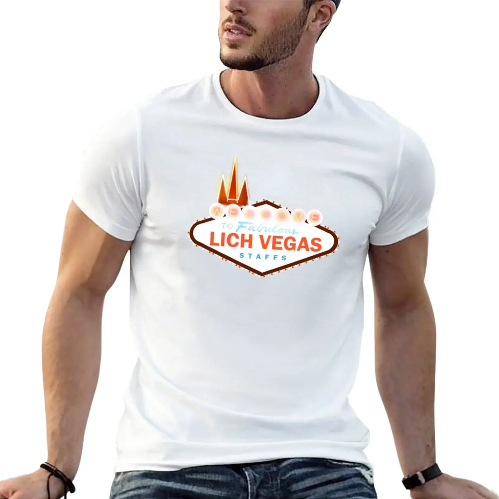 

New Welcome to Lich Vegas T-Shirt Tee shirt blank t shirts vintage clothes Short t-shirt designer t shirt men