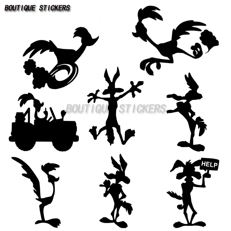 Wile Coyote Silhouette Runner Fun Spoof Stickers Are Suitable for Vehicles and Various PVC Materials Such As Flat Glass