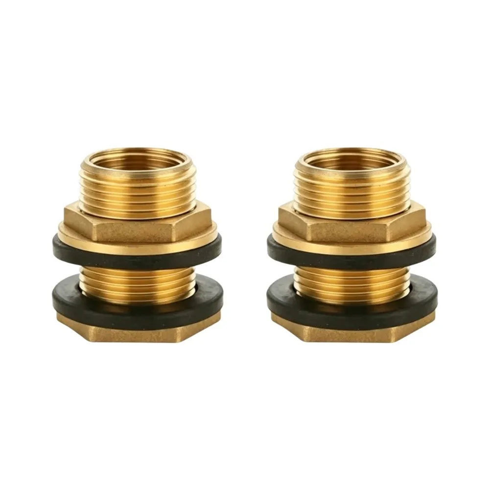 Solid Brass For Water Tank Connector 2 Pack 1/2 NPT Female x 3/4 Male Thread Fitting for Home Industrial For Water Tank Setups
