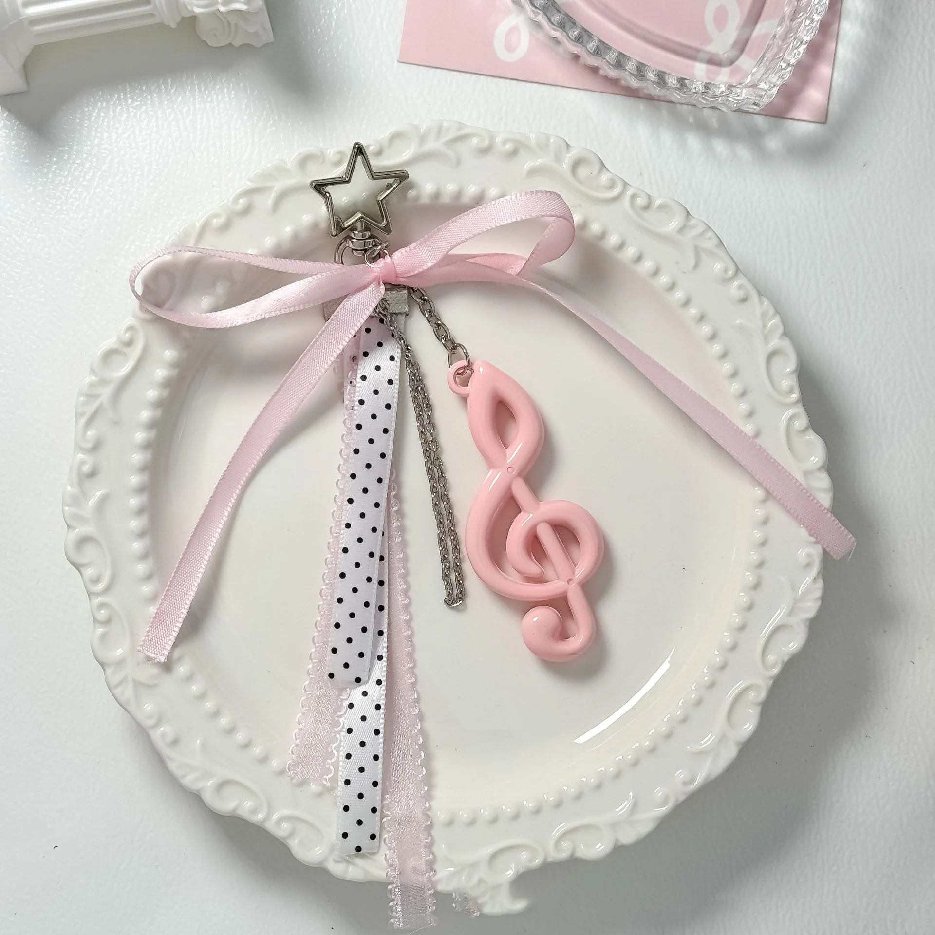 

Punk Polka Dot Ribbon Bowknot Keychain Pendant Accessories Kawaii Harajuku Cute Cartoon Y2K Bag Korean Fashion Pendant Jewelry