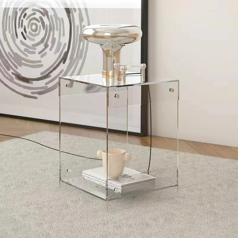

Modern Design Nordic Simple Double-layer Coffee Table Acrylic Transparent Bedside Table Side Table Small Household Tea Cabinet