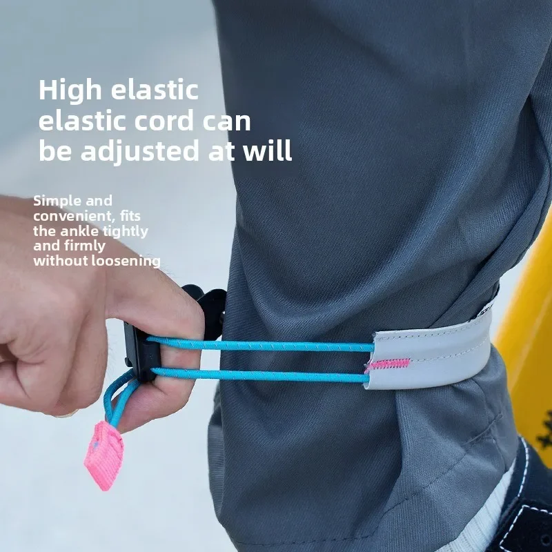 2pcs Reflective Elastic Leg Straps Anti-Slip Night Running Cycling Pant Binding Ties with Storage Buckle for Outdoor Activities