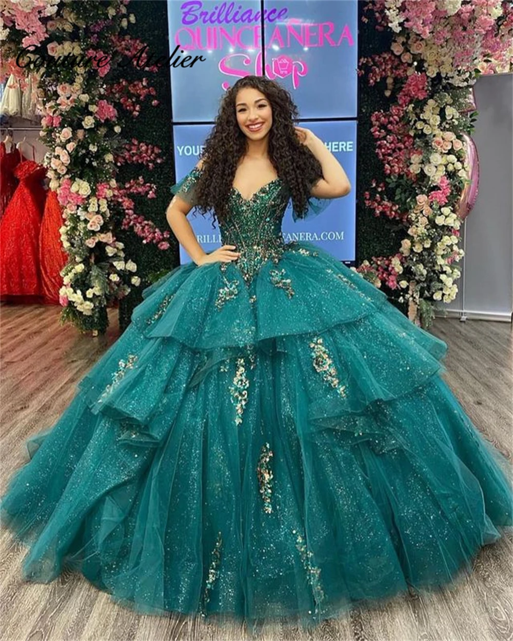 Vestidos de quinceañera brillantes con hombros descubiertos, vestido de baile con volantes, vestido de cumpleaños con cordones, 16 vestidos de quinceañero de 15 años