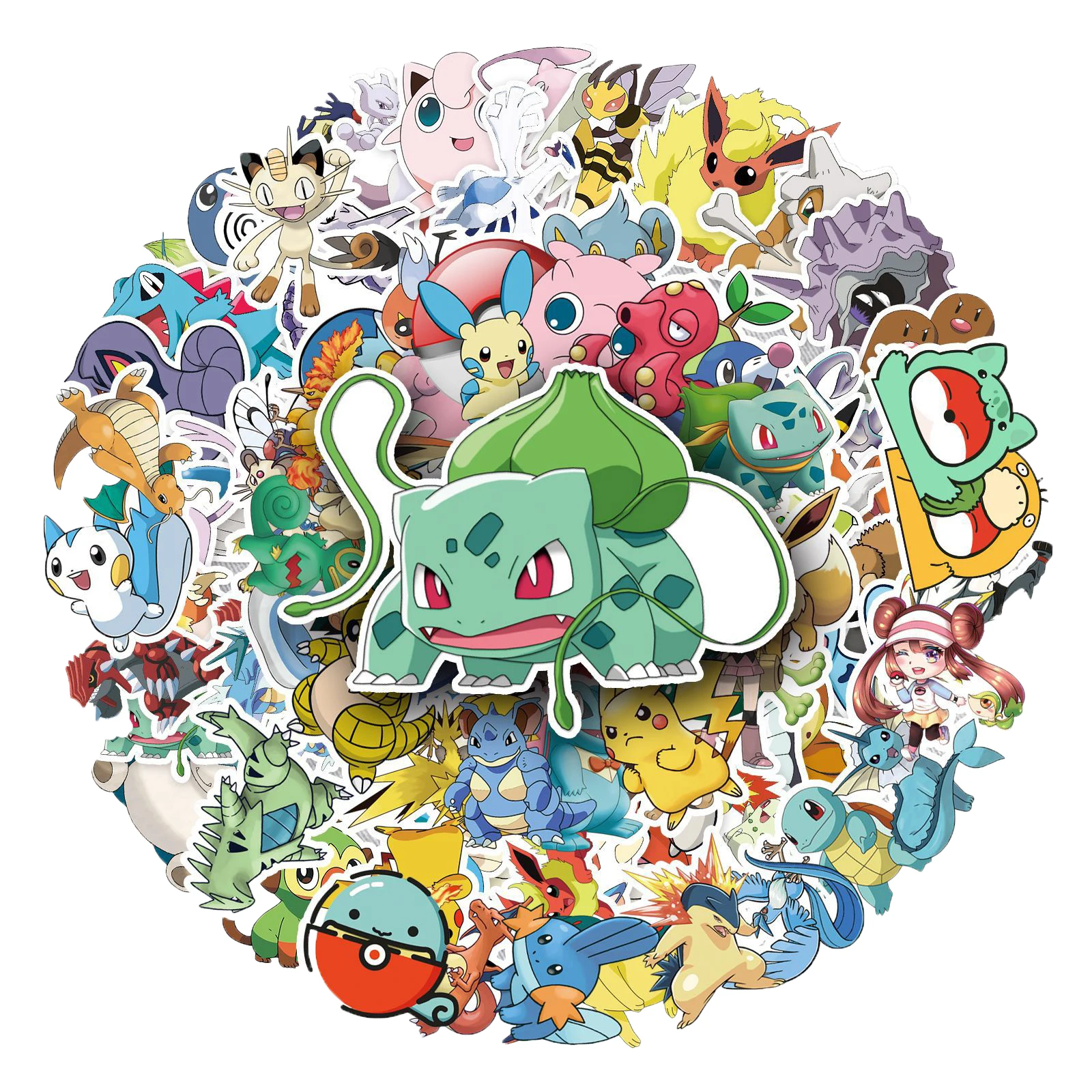 10/30/50/100PCS Kawaii Pokemon Anime Stickers Cute Eevee Bulbasaur Stickers Laptop Suitcase Skateboard Cartoon Kid Gift Toys