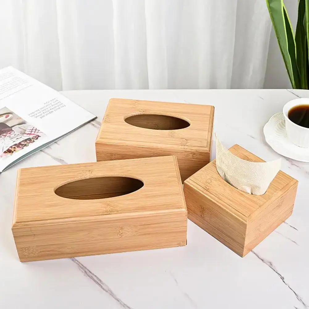 Bamboo And Wood Tissue Box Advertising Box Paper Drawing Box Home Storage Box Restaurant Paper Drawing Box Home Storage Box