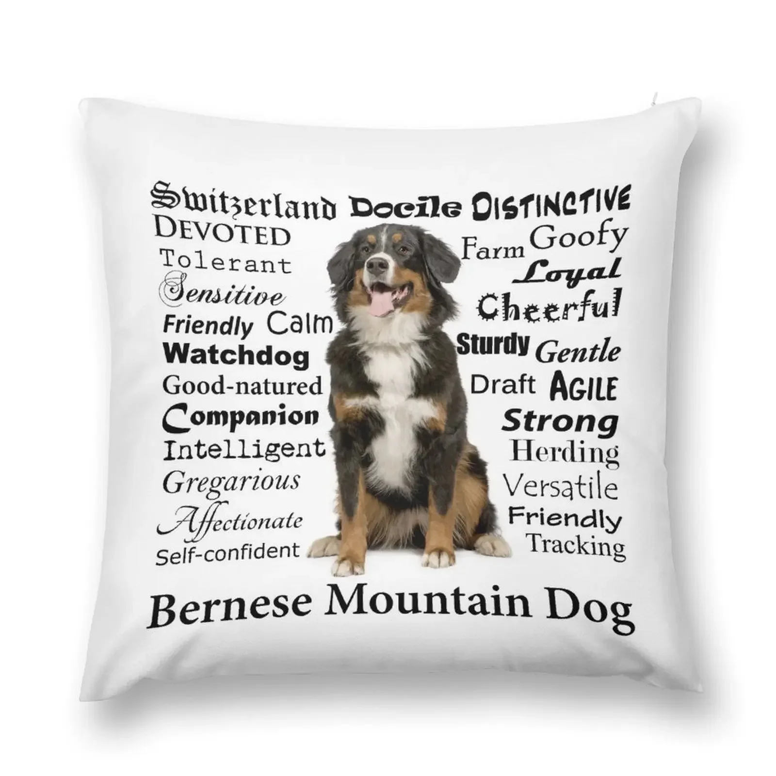 

Bernese Mt. Dog Traits Throw Pillow pillow pillowcase Cushion Cover Set Cushions pillow