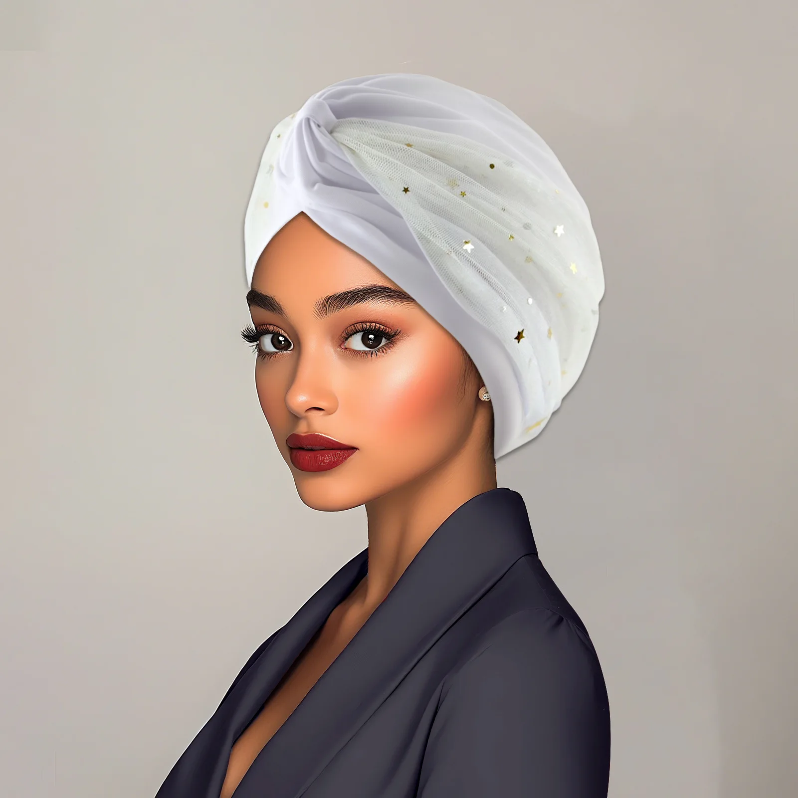 

New Indian Turban Women Chemo Cap Muslim Hijab Headscarf Hat Solid Color Star Moon Gauze Bonnet Beanie Hair Loss Head Wrap Scarf