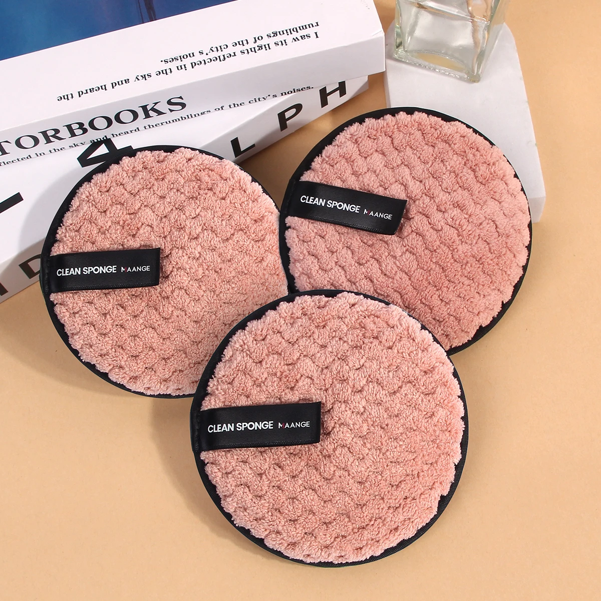 MAANGE 3PCS Reusable Makeup Remover Pads Microfiber Face Towel Cloth Makeup Wipes Washable Cotton Pads Skin Care Cleansing Puff