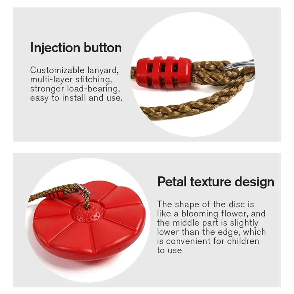 Columpio de disco para niños, columpio colgante de pétalos octogonal grueso rojo y azul para deportes de interior y exterior, mecedora de juguete