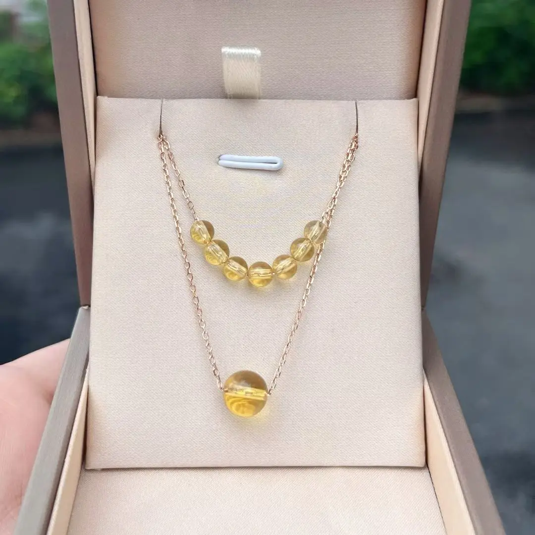 

Certificated 925 Silver Set Natural Mexican Blue Amber Smile Choker Two-layers Bead Necklace For Women Chic Luxury Fine Jewelry